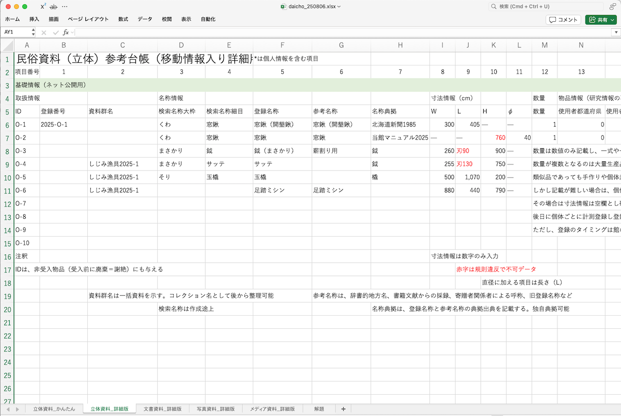 民俗資料参考台帳